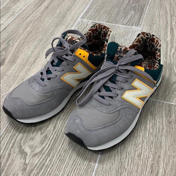 New Balance Other - NWOT New Balance Men's 574, Grey/Golden Yellow/Camo Lining, Size 11.5